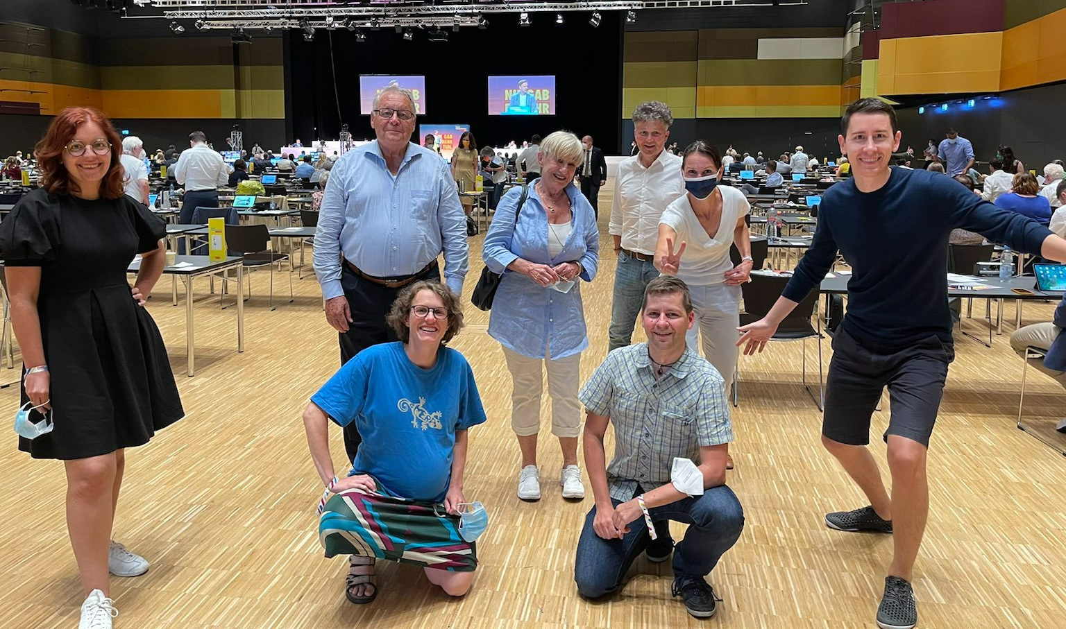 Die Freiburger Delegierten beim Landesparteitag in der Messe Stuttgart